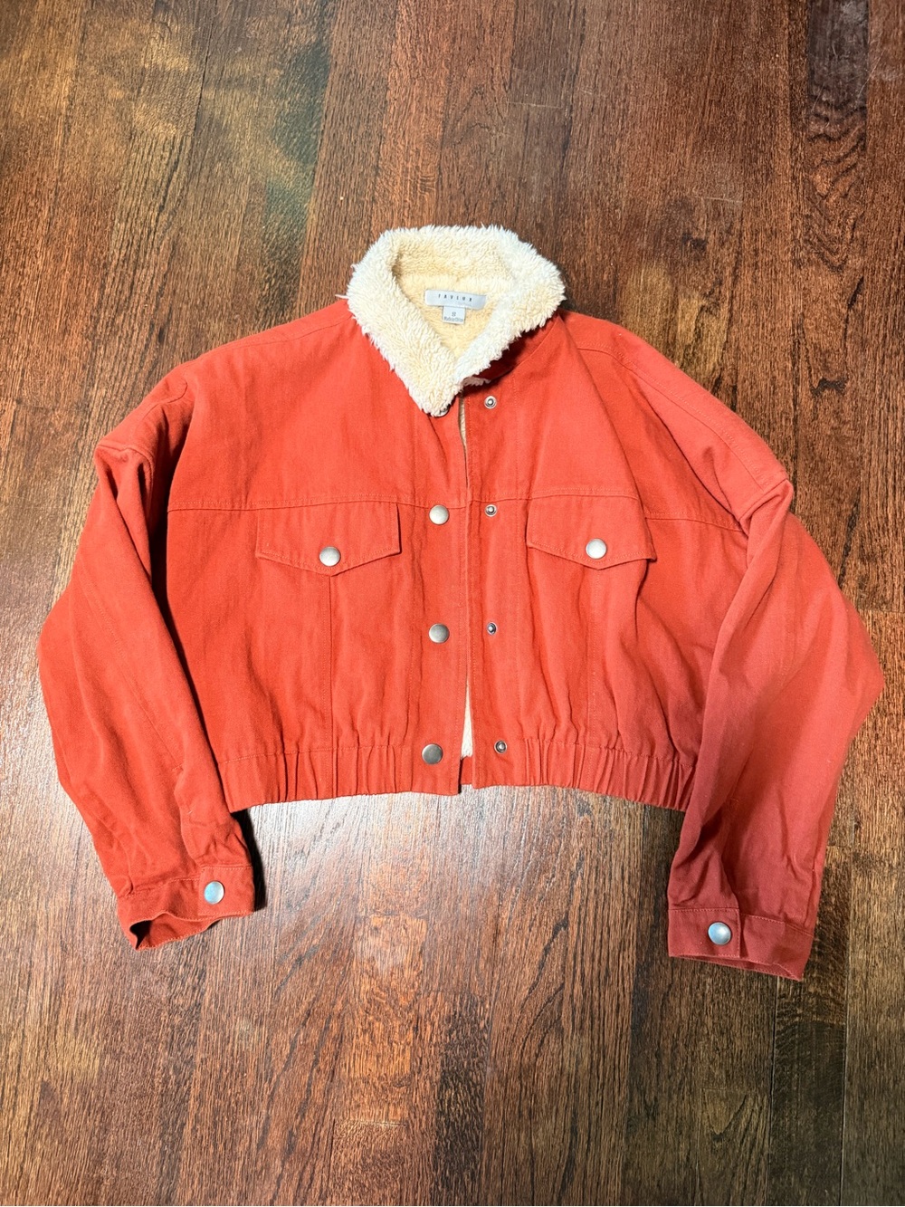 FAVLUX Rust Cropped Sherpa Collar Jacket